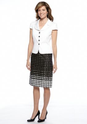 Tahari ASL Graphic Print Skirt Suit