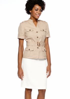 Tahari ASL Belted Safari Skirt Suit