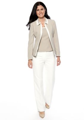 Tahari ASL Crepe Pearl 3-Piece Pant Suit