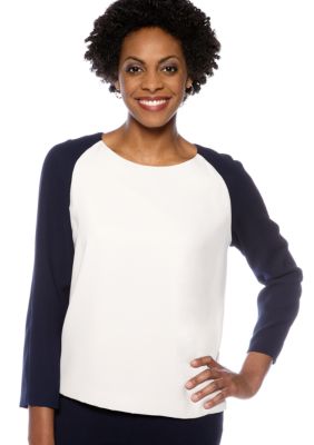 Nine West Suit Colorblock Blouse with Back Zipper
