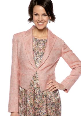 Nine West Suit Tweed Cropped Tuxedo Jacket