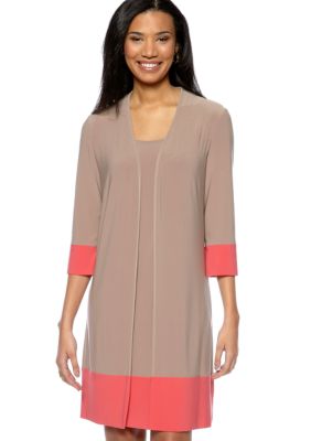 Jones New York Dress Three-Quarter Sleeved Mock Jacket Dress