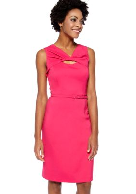 Jones New York Dress Sleeveless Belted Sheath Dress