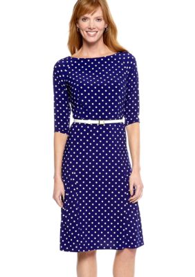 Jones New York Dress Three-Quarter Sleeved Matte Jersey Dress
