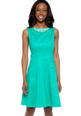 Jones New York Dress Sleeveless Jacquard A-Line Dress