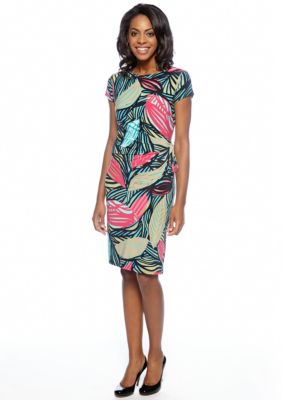 Jones New York Dress Cap-Sleeved Printed Sheath Dress