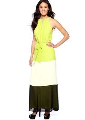 Vince Camuto Colorblock Halter Chiffon Dress