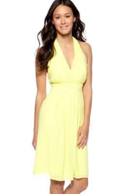 Vince Camuto Halter Dress with Pleated Neckline