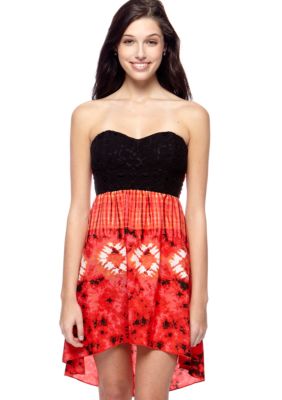 My Michelle Strapless Lace Top Tie Dye Dress