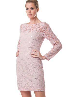 JS Collections Long-Sleeved Allover Lace Dress