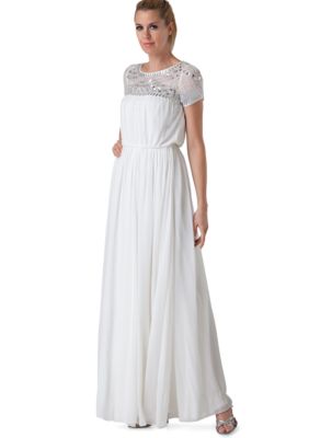 JS Collections Short Sleeve Chiffon Gown