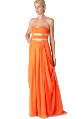 JS Collections Strapless Chiffon Gown