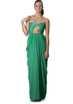JS Collections Strapless Draped Gown