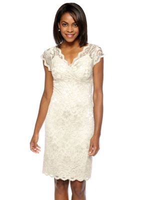 Marina Cap-Sleeved Allover Lace Dress