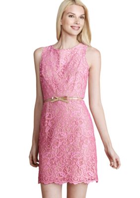 Donna Morgan Sleeveless Lace Overlay Sheath Dress