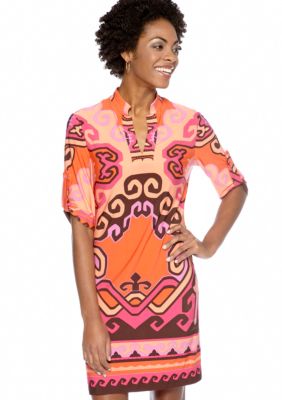 Donna Morgan Three-Quarter Sleeved Printed Shift Dress