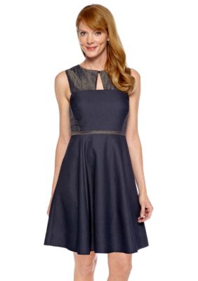 Donna Morgan Sleeveless Key Hole Chambray Dress