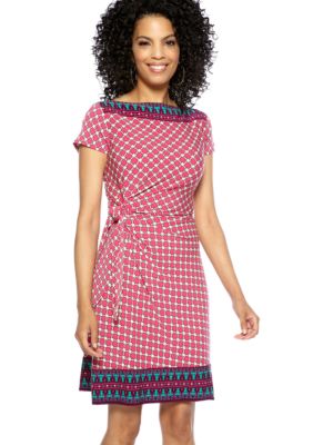 Donna Morgan Tile Printed Side Knot Dress