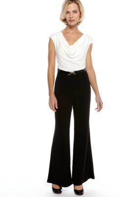 Ronni Nicole Cap-Sleeved Cowl Neck Belted Jumpsuit