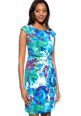 Ronni Nicole Cap-Sleeved Printed Sheath Dress