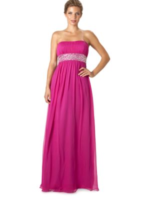JS Boutique Strapless Empire Waist Gown