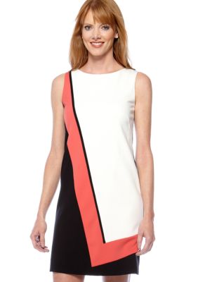 Tahari ASL Sleeveless Colorblock Shift Dress