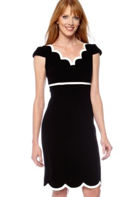 Tahari ASL Cap Sleeved Sweetheart Neck Dress