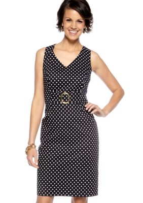 Tahari ASL Sleeveless Polka Dot Dress