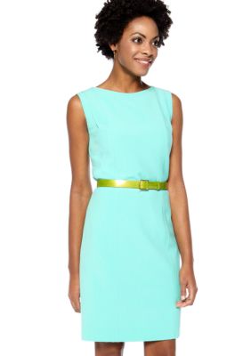 Tahari ASL Sleeveless Belted Sheath Dress