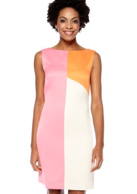 Tahari ASL Sleeveless Colorblock Sheath Dress