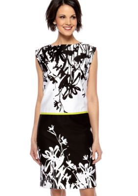Tahari ASL Sleeveless Printed Shift Dress