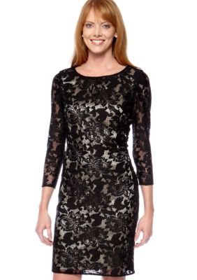 Tahari ASL Petite Sequin Stretch Lace Party Dress