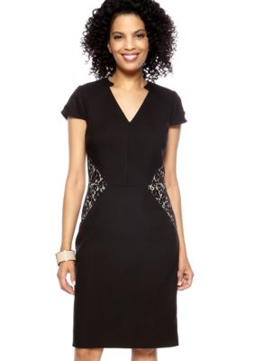 Tahari ASL Petite Cap Sleeved V-Neck Sheath Dress