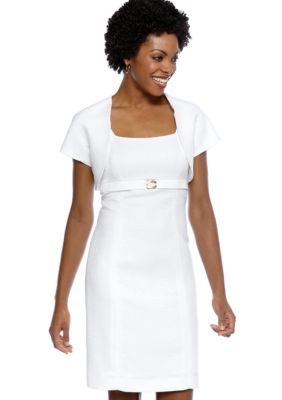 Tahari ASL Petite Cap-Sleeved Jacquard Jacket Dress