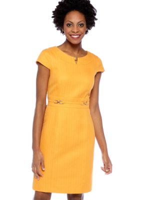 Tahari ASL Petite Cap-Sleeved Jacquard Sheath Dress