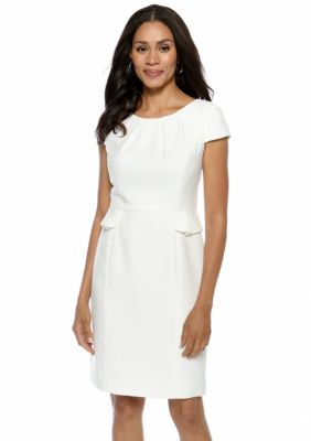 Tahari ASL Sleeveless Jacquard Dress with Bead Embellishment