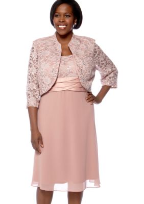 RM Richards Plus Size Sequin and Lace Jacket Dress