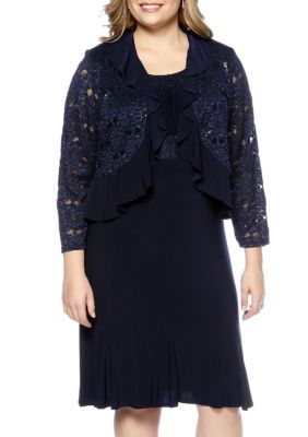 RM Richards Plus Size Lace Jacket Dress