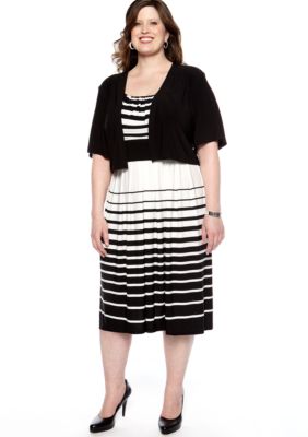 RM Richards Plus Size Striped Jacket Dress
