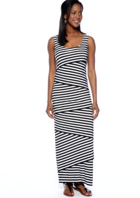RM Richards Petite Sleeveless Stripe Maxi Dress