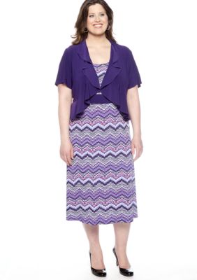 RM Richards Plus Size Short-Sleeved Jacket Dress