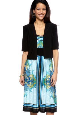 RM Richards Petite A-Line Placed Print Dress