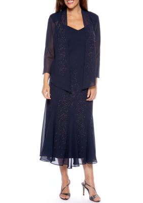 RM Richards Sheer Beaded Jacket Dress