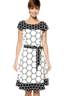 Kim Rogers Cap-Sleeved Printed Dress