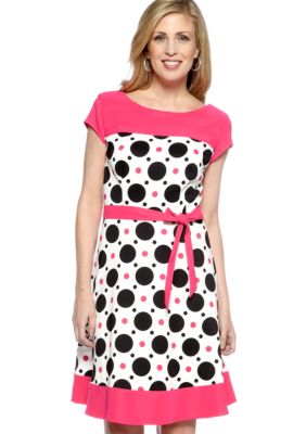 Kim Rogers Cap-Sleeved Printed Framed Dress
