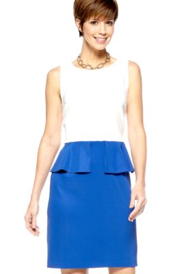 Kim Rogers Sleeveless Two-Tone Peplum sheath Dress