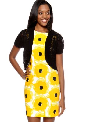 Kim Rogers Floral Sheath Dress with Crochet Shrug