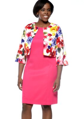 Kim Rogers Plus Size Three-Quarter Sleeved Jacket Dress