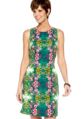 Kim Rogers Plus Size Sleeveless Floral Printed Sheath Dress