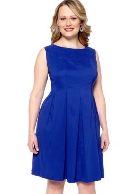 Kim Rogers Plus Size Sleeveless Pleated Dress